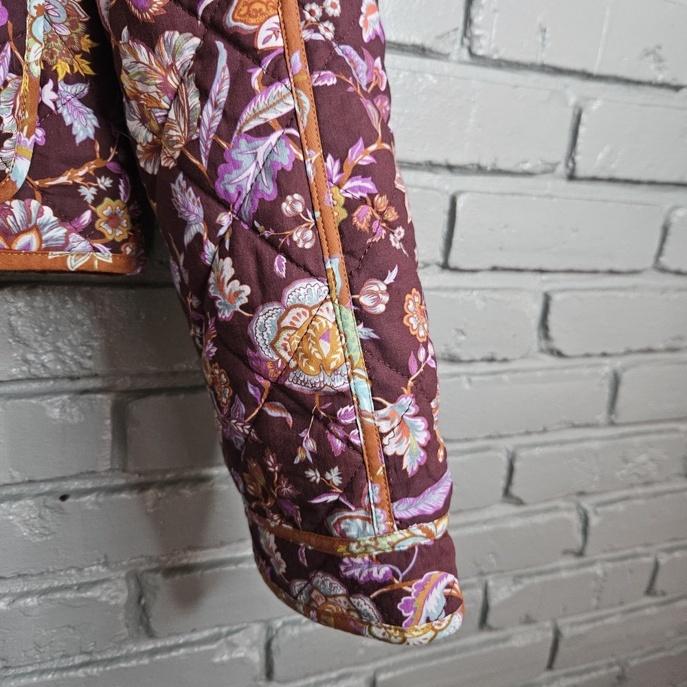 7 For All Mankind Women Cropped Quilted Floral Barn Jacket Chore Coat L Red NWT - Picture 4 of 16